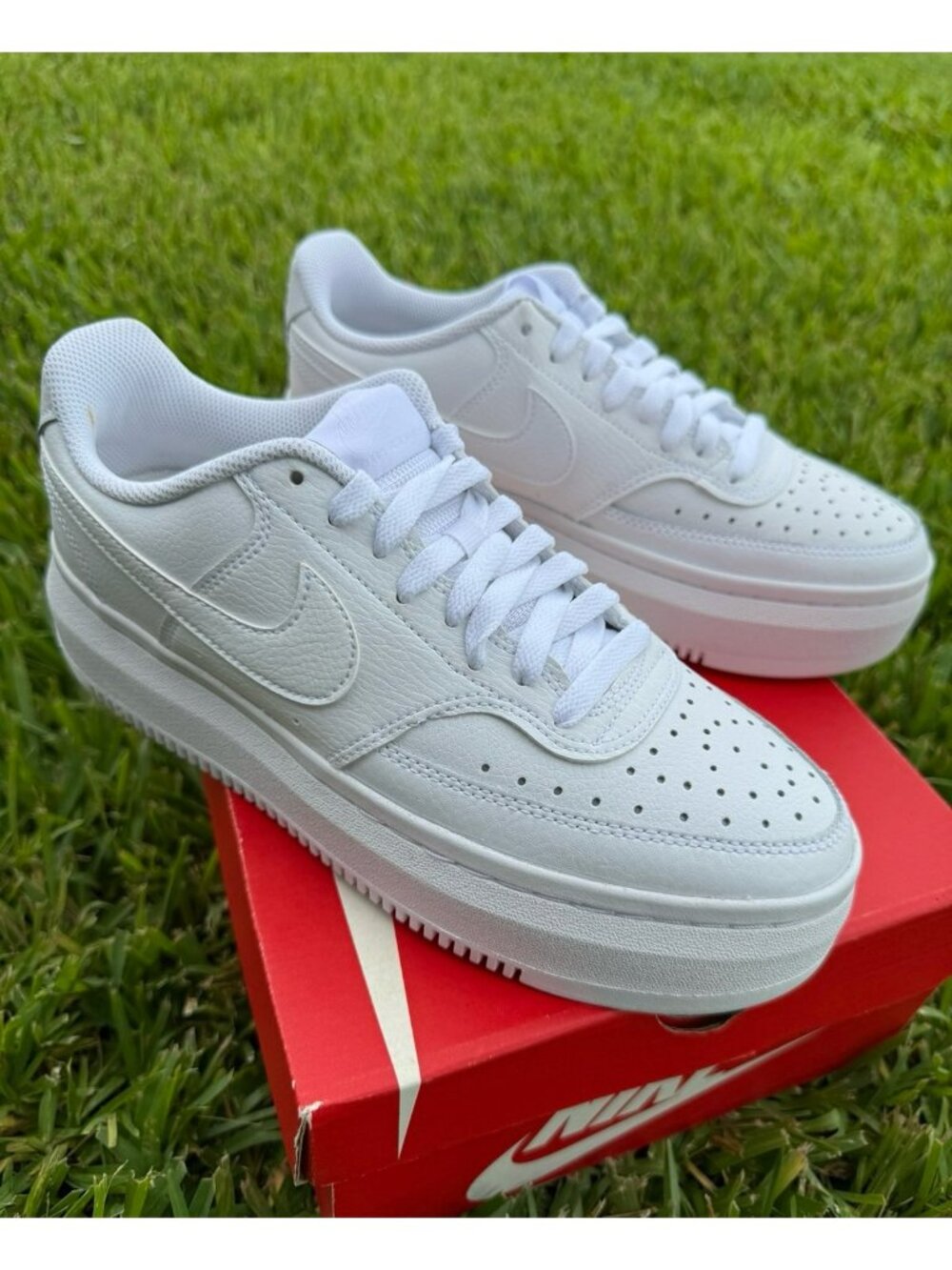 10 WOMEN'S NIKE COURT VISION ALTA LEATHER DM0113-100 ALL TRIPLE WHITE AF1